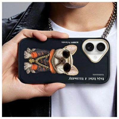 10. Etui Nimmy Glasses Cool Dog na iPhone 16 - czarne