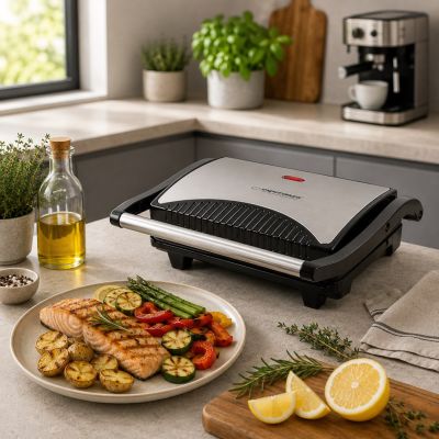13. Grill elektryczny stołowy Esperanza Taleggio EKG006 (stołowy-zamknięty; 750W; kolor inox)