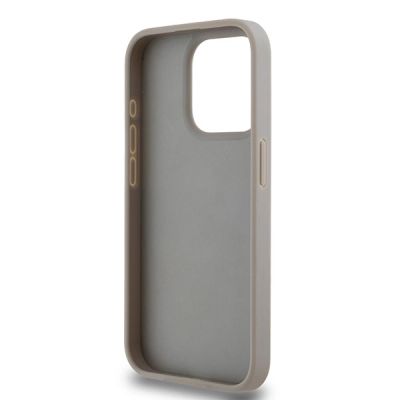 7. Etui DKNY Leather Mono Stripe & Metal Logo na iPhone 15 Pro - beżowe