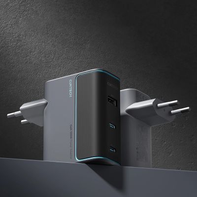 3. Ładowarka sieciowa Cuktech CUKAD1003EUG GaN 100W 2 x USB-C 1 x USB-A z kablem USB-C -szara
