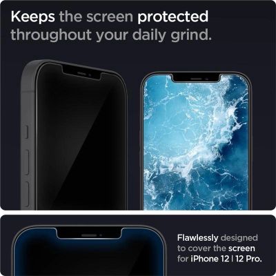 9. Szkło hartowane Spigen Glas.tR EZ Fit na iPhone 12 / iPhone 12 Pro - 2 szt.