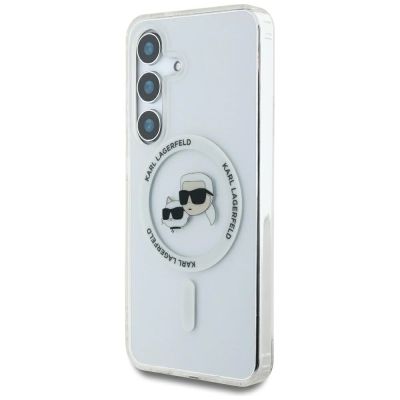 2. Etui Karl Lagerfeld Button Karl & Choupette Heads Printed Logo MagSafe Samsung Galaxy S25 biały