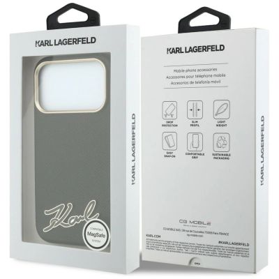 8. Etui Karl Lagerfeld Grained with Resin Signature Logo MagSafe na iPhone 18 Pro / 17 Pro - czarne
