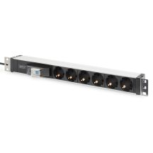 Digitus Listwa zasilająca PDU 19" Rack, 6x schuko, 2.0m, 1x wtyk unischuko, 16A, wyłącznik nadprądowy, profil aluminiowy