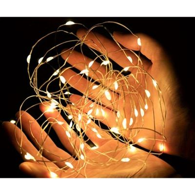 4. LAMPKI DRUCIKI NA BATERIE GIRLANDA 100 LED CIEPŁY BIAŁY