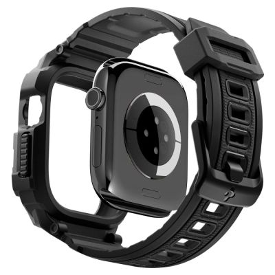 4. Pasek z obudową Spigen Rugged Armor Pro na Apple Watch 46 mm - czarny matowy