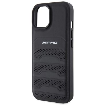6. Etui AMG Leather Debossed Lines do iPhone 15 Plus - czarne