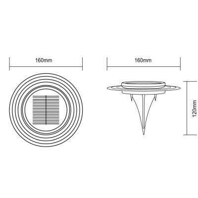 6. LAMPA SOLARNA DYSKOWA 28 LED DO WBICIA W GRUNT LUB MONTAŻU NA ŚCIANIE