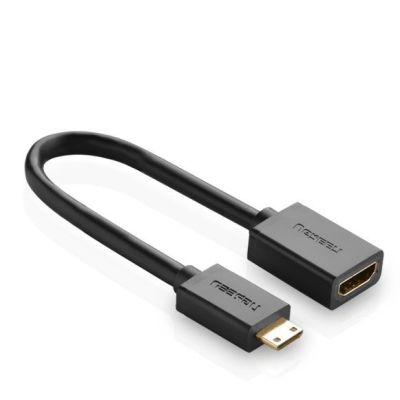 11. Ugreen kabel adapter przejściówka HDMI (żeński) - mini HDMI (męski) 4K 60 Hz Ethernet HEC ARC audio 32 kanały 22 cm czarny (20137)
