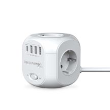 RealPower SteckdosenwĂĽrfel PowerBox 431 + 3xUSB-A / 1xUSB-C