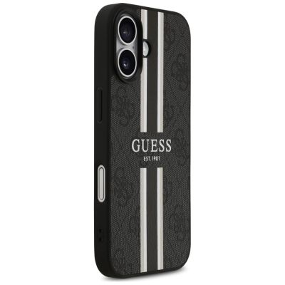 4. Etui Guess 4G Printed Stripes MagSafe na iPhone 17 -czarne