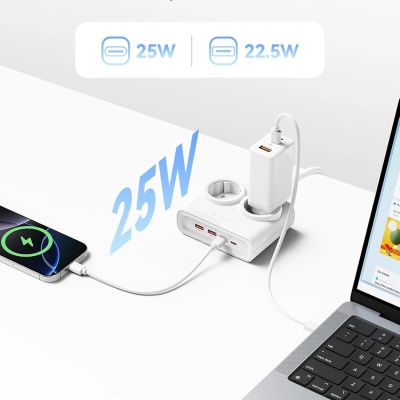 5. Listwa zasilająca Orico PDC25 25W 6w1 2x AC + 2x USB-A + 2x USB-C - biała