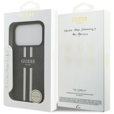 8. Etui Guess 4G Printed Stripes MagSafe na iPhone 17 Pro - czarne