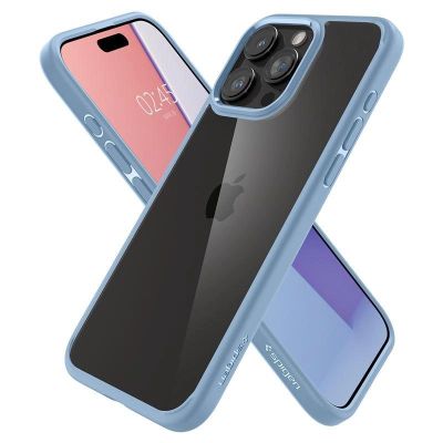3. Etui Spigen Crystal Hybrid na iPhone 15 Pro Max - przezroczysto-niebieskie
