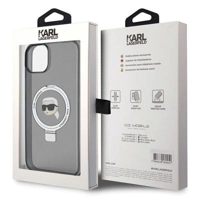 8. Etui Karl Lagerfeld Ring Stand Karl Head MagSafe do iPhone 15 - czarne