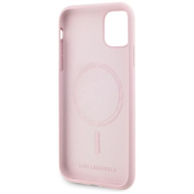 7. Etui Karl Lagerfeld Silicone Karl&Choupette MagSafe na iPhone 11 - różowe