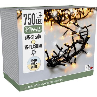 21. LAMPKI CHOINKOWE ŁAŃCUCH ŚWIETLNY 750 LED FLASH CIEPŁY BIAŁY