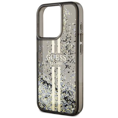 6. Etui Guess Liquid Glitter Gold Stripes na iPhone 15 Pro - czarne