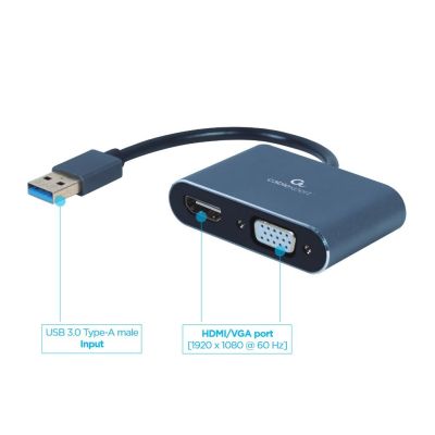 2. I/O ADAPTER USB3 TO HDMI/VGA/GREY A-USB3-HDMIVGA-01 GEMBIRD