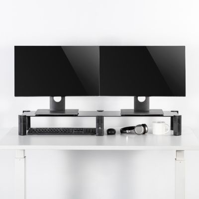 7. Podstawka na dwa monitory - podwójna  Maclean, max. 20kg, hartowane szkło, (1029x285x127mm), MC-936