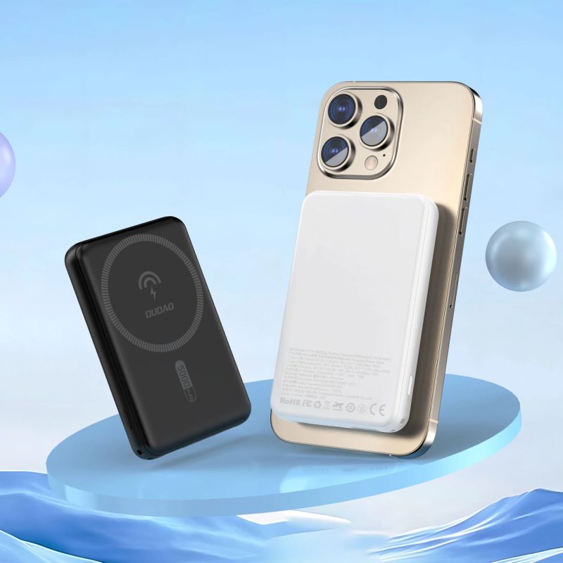 2. Powerbank bezprzewodowy Dudao K14S USB-A / USB-C / MagSafe 20W 5000mAh - biały