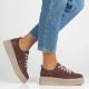 6. Skórzane sneakersy damskie na platformie brązowe Filippo DP7982