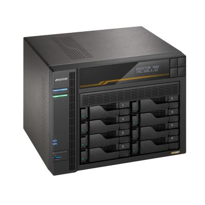 4. NAS Asustor AS6808T; Tower; 8x (3.5" SATA HDD/ 2.5" SSD); AMD Ryzen Embedded V3C14; 16G ECC DDR5 SODIMM (max. 64GB), 2x 10GbE, 2x 5GbE, 4x M.2 2280 NVMe PCIe 4.0, 2x USB4, 2x USB 3.2 Gen, 1x optional 10 GbE card