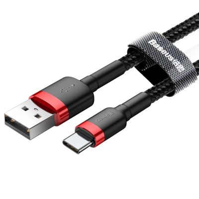 4. Kabel Baseus Cafule USB-A / USB-C QC 3.0 3A 1 m - czarno-czerwony