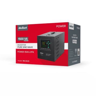 2. REBEL ZASILACZ AWARYJNY Z CZYSTYM PRZEBIEGIEM SINUSOIDALNYM I FUNKCJĄ ŁADOWANIA 12V 230V 1500VA/1050W LFP4 RB-4029