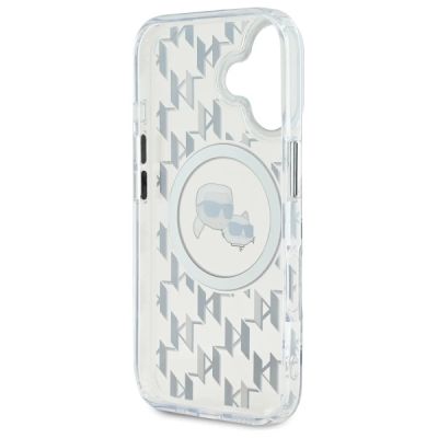7. Etui Karl Lagerfeld IML Monogram Karl & Choupette Head MagSafe na iPhone 16 - przezroczyste
