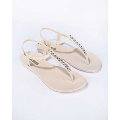3. Ipanema Sandal Class sandały japonki damskie beżowe z cyrkoniami