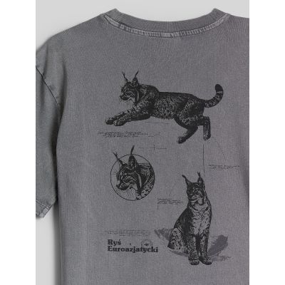 6. T-shirt loose z nadrukiem damski 4F 4FKAW26TTSHF4506-26S