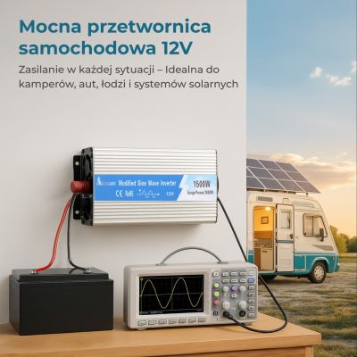 16. Przetwornica napięcia samochodowa 12V, 1500W modyfikowany sinus