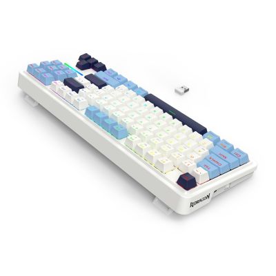 5. REDRAGON K728WBB-RGB-PRO Antonium Pro klawiatura USB + RF Wireless + Bluetooth Biały, Niebieski