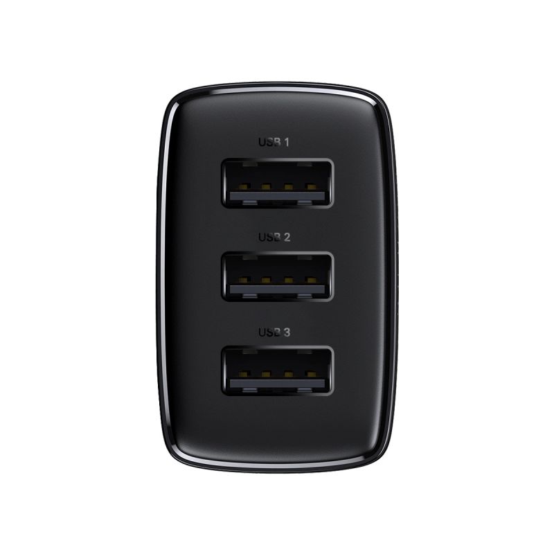 3. Baseus Compact ładowarka sieciowa 3x USB 17W czarny (CCXJ020101)