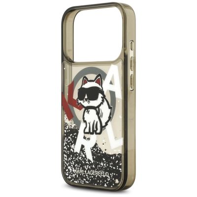 6. Etui Karl Lagerfeld Liquid Glitter Choupette Logo MagSafe na iPhone 17 Pro - czarne