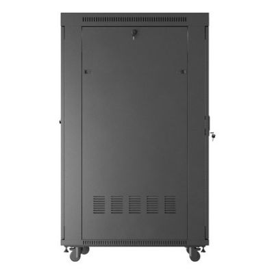 4. Szafa instalacyjna rack stojąca 19" 32U 600x1000 czarna drzwi przeszklone LCD Lanberg (flat pack)