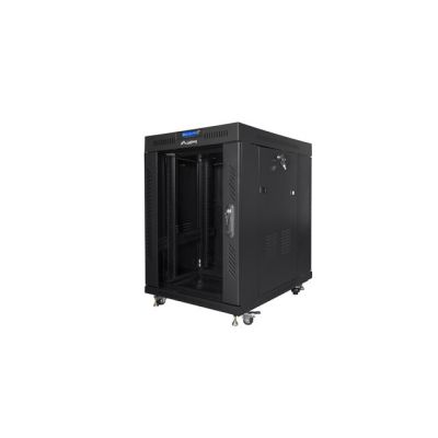 2. LANBERG SZAFA STOJĄCA RACK 19" 15U 600X800 DRZWI SZKLANE LCD CZARNA FF01-6815-12BL (FLAT PACK)