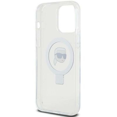 7. Etui Karl Lagerfeld Ring Stand Karl Head MagSafe do iPhone 15 Pro Max - białe