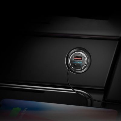 12. Baseus Circular inteligentna ładowarka samochodowa 2x USB QC3.0 Quick Charge 3.0 SCP AFC 30W czarny (CCALL-YD01)