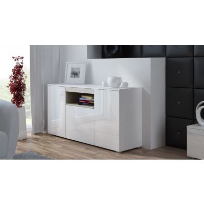 2. Komoda VIVA 150 biały/ biały połysk+ dąb sonoma