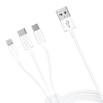 5. Kabel 3mk Cable 3w1 USB-A - micro USB / Lightning / USB-C 1,2m 20V/2.4A 15W - biały