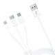 5. Kabel 3mk Cable 3w1 USB-A - micro USB / Lightning / USB-C 1,2m 20V/2.4A 15W - biały