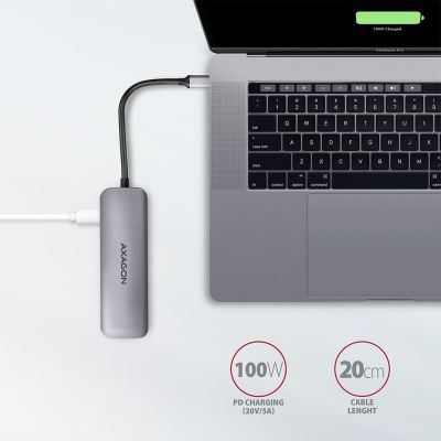 5. Axagon HMC-5 stacja dokująca Przewodowa USB 3.2 Gen 1 (3.1 Gen 1) Type-C Szary
