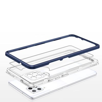 5. Clear 3in1 etui do Samsung Galaxy A42 5G żelowy pokrowiec z ramką niebieski