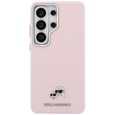 3. Etui Karl Lagerfeld Saffiano KC Metal Logo MagSafe na Samsung Galaxy S26 Ultra - różowe