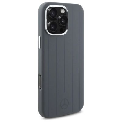 4. Etui Mercedes Silicone Vertical Tonal Stripes MagSafe na iPhone 16 Pro Max - szare