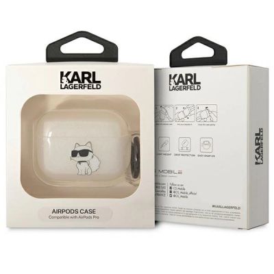 3. Etui Karl Lagerfeld Ikonik Choupette na AirPods Pro - przezroczyste