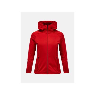 Bluza damska PEAK PERFORMANCE W Rider Essentials Midlayer Zip Hood kolor czerwony
