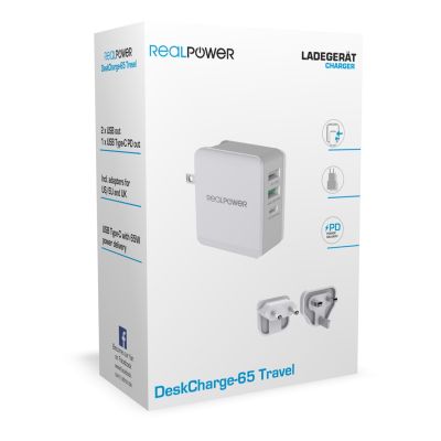 3. RealPower DeskCharge-65 Travel Uniwersalne Szary Prąd przemienny Wewnętrzna